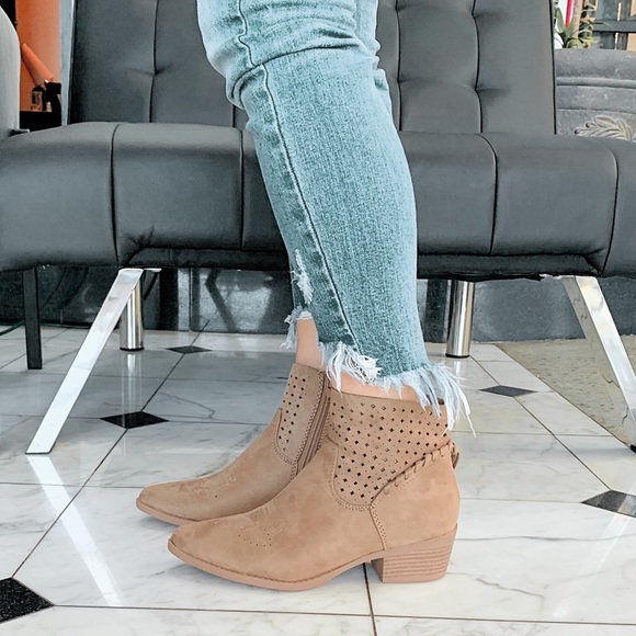 Taupe Braided Tassel Details bootie boots - Picture 4 of 8